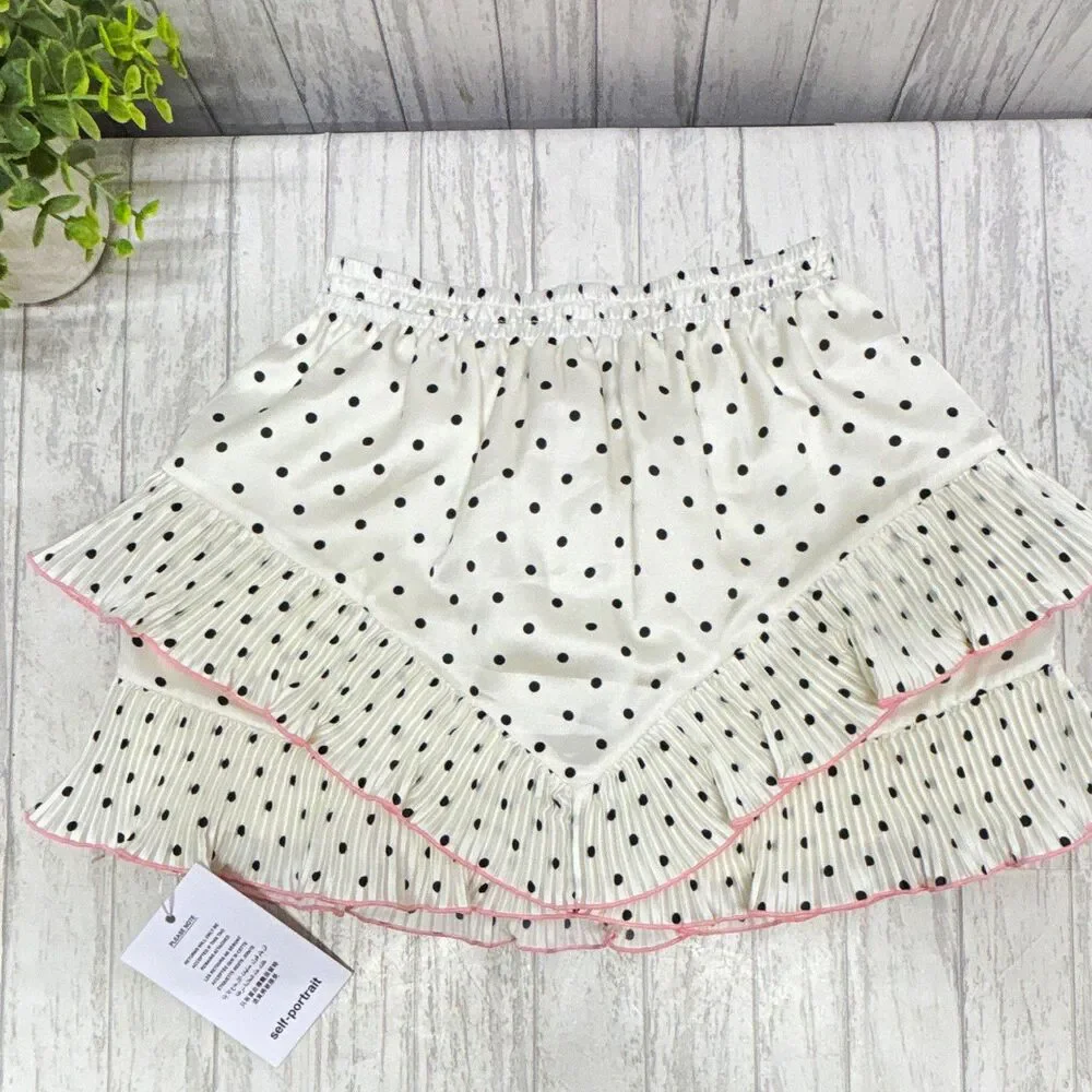 self-portrait Polka Dot Cream Mini Skirt girls Size 6 SS26-719SK-C